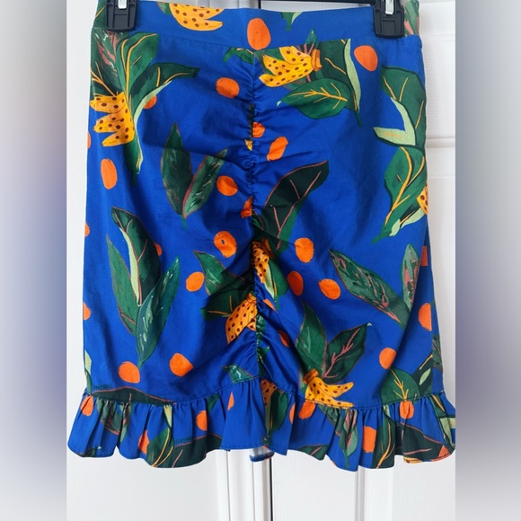 Farm Rio Tropical Print Ruched Ruffled Mini Skirt, Size XS - Picture 6 of 12